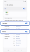 Air actions settings screen