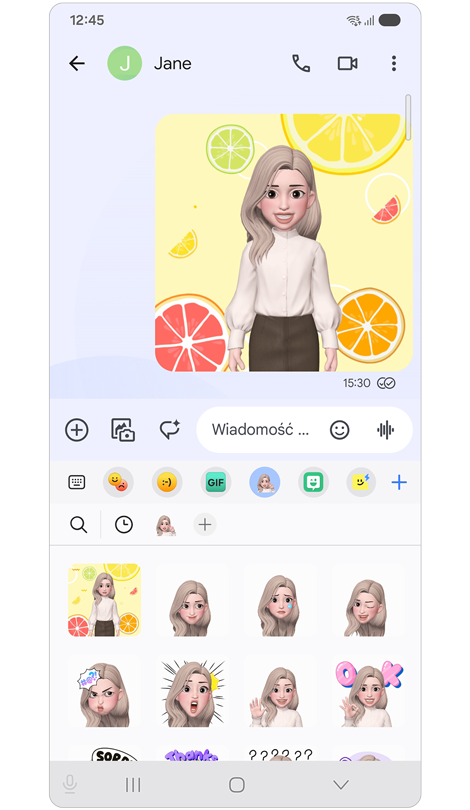 Conversa de mensagens com um Autocolante Avatar.
