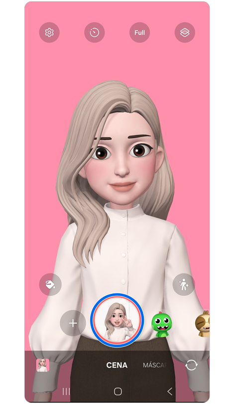 Ecrã da câmara Avatar.