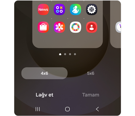 One UI 7 üçün əsas ekran şəbəkə seçimləri.