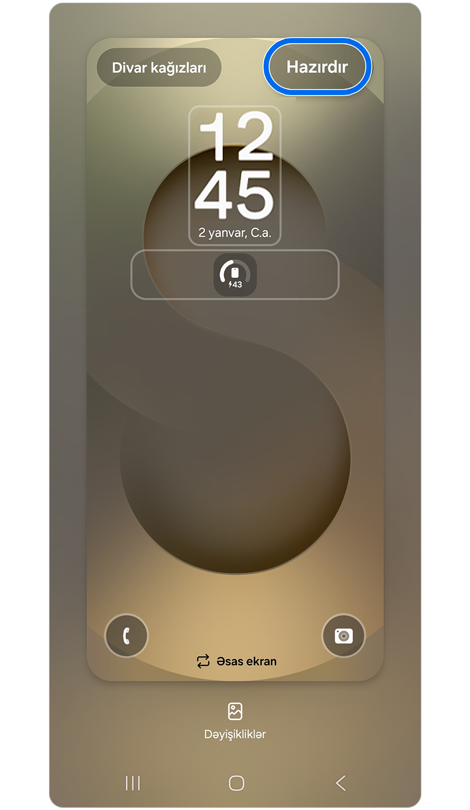 Kilid ekranı parametrləri ekranı