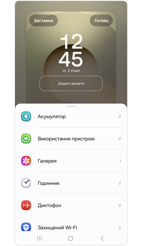 Параметри коротких віджетів.