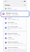 Settings home screen.