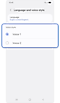 Language and voice style settings page on a Samsung device, displaying a list of different voice style options available for selection.