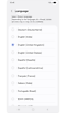 Bixby Language settings page displaying a list of different language options available for selection.