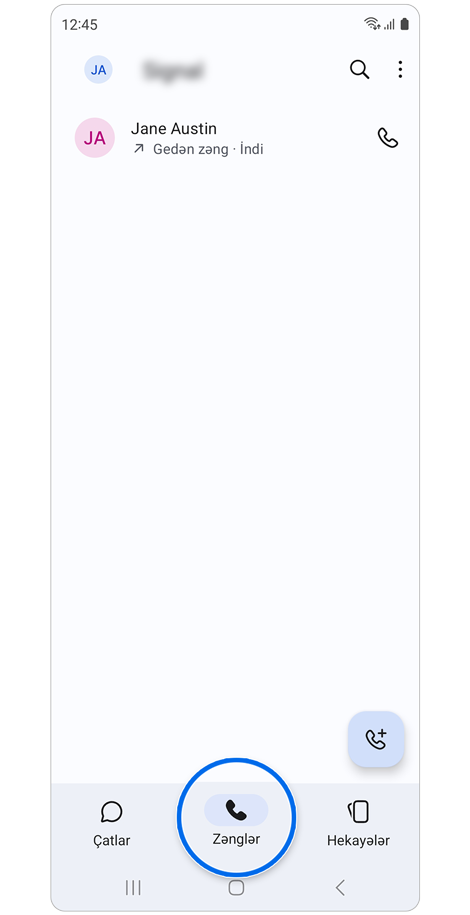 Üçüncü tərəf tətbiqinin Zənglər bölməsi