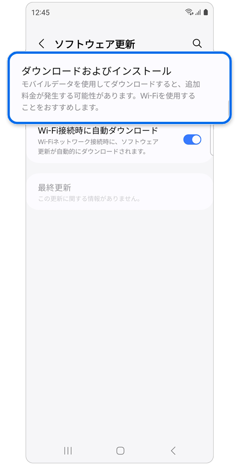 ソフトウェア更新をダウンロードしてインストールするオプション。