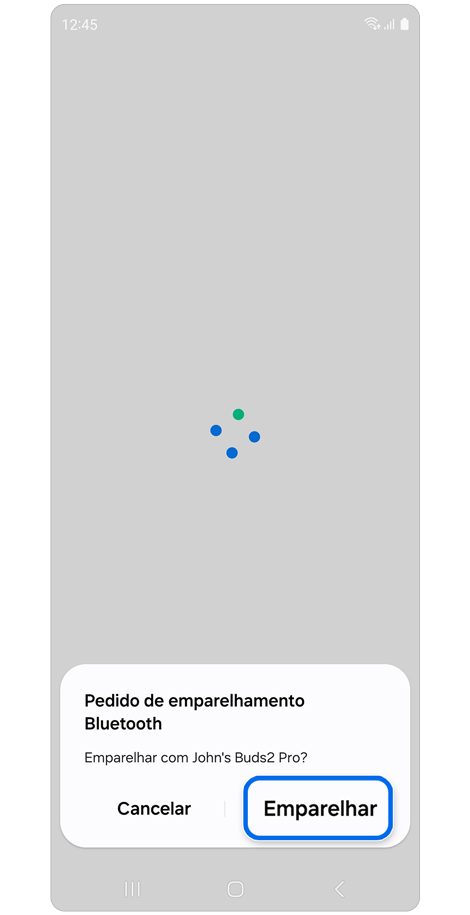 Janela pop-up de emparelhamento Bluetooth.