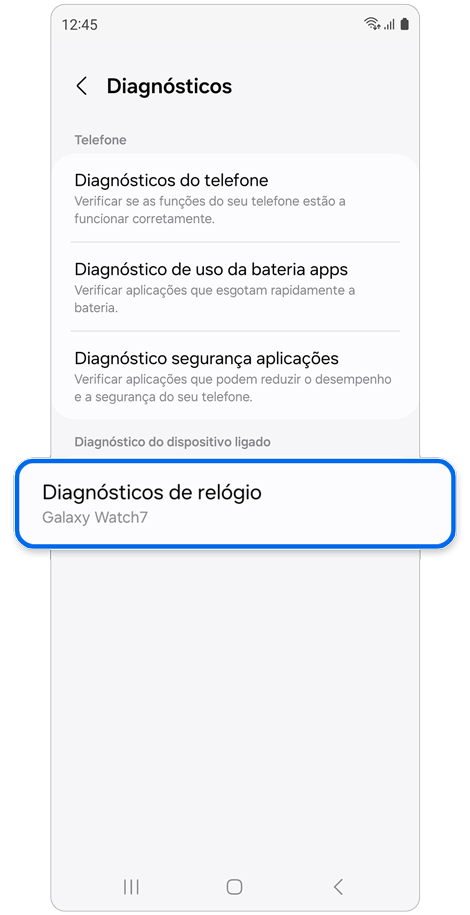 Funcionalidade Diagnósticos.