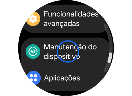 Ecrã de "Definições" do Galaxy Watch.