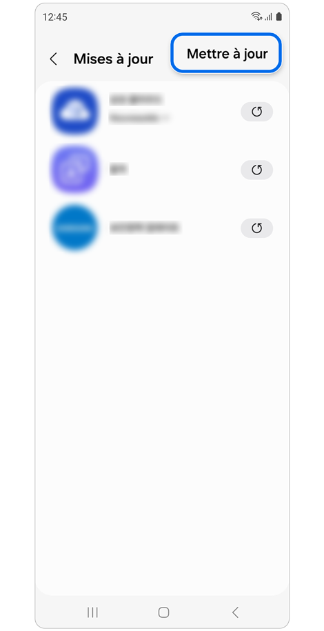 Liste d'applications pouvant être mises à jour avec l'application Galaxy Store.