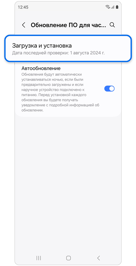 Экран обновления программного обеспечения часов.