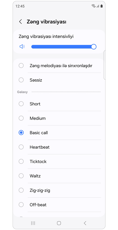 Zəng vibrasiya ekranı.