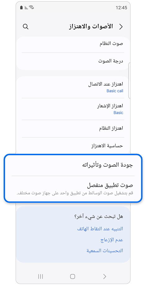 إعدادات الصوت والاهتزاز