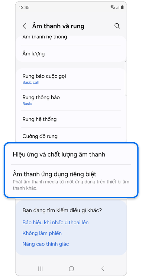 Cài đặt âm thanh và rung