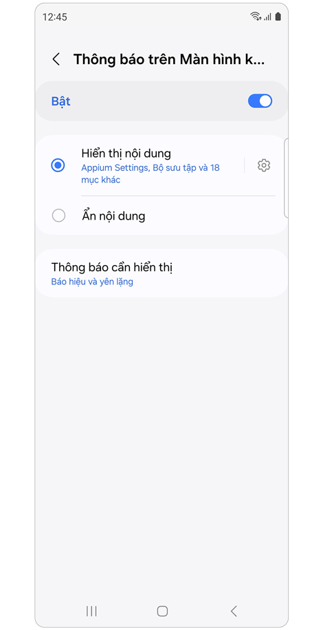 Cài đặt Thông báo trên màn hình khóa.