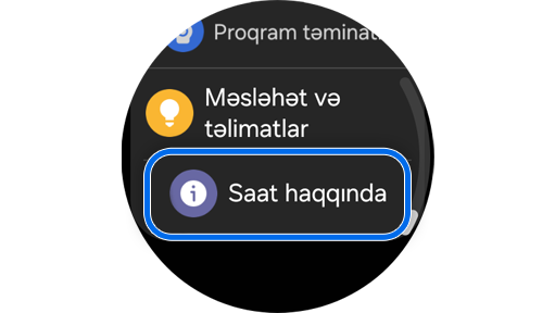 Parametrlər əsas ekranı.