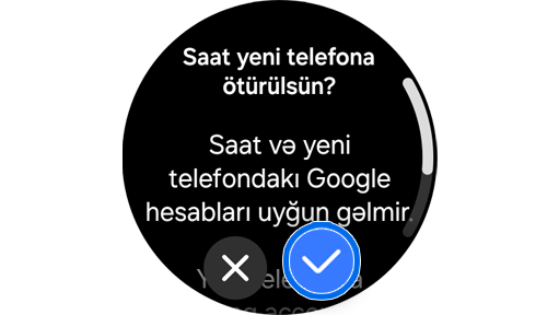 Saatı yeni telefona köçür ekranı.