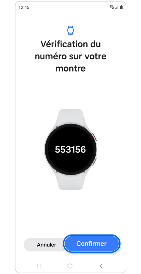 Écran de vérification de l’application Galaxy Wearable.