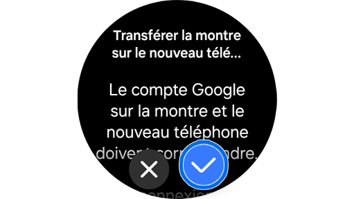 Écran de transfert des données sur une Galaxy Watch.