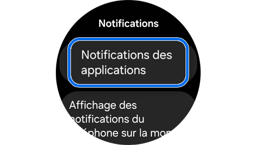 Écran d'accueil du menu des notifications sur une Galaxy Watch.