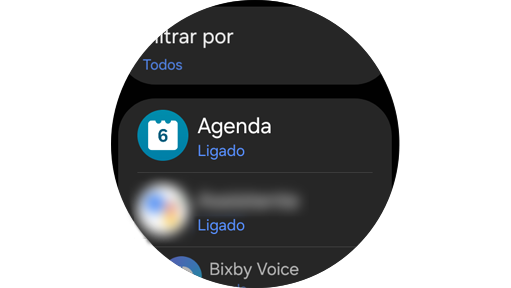 Lista de aplicações.