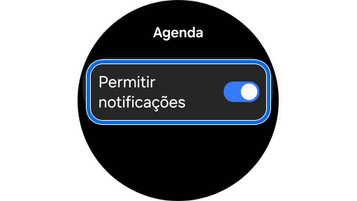 Comutador da aplicação Agenda para ativar notificações.