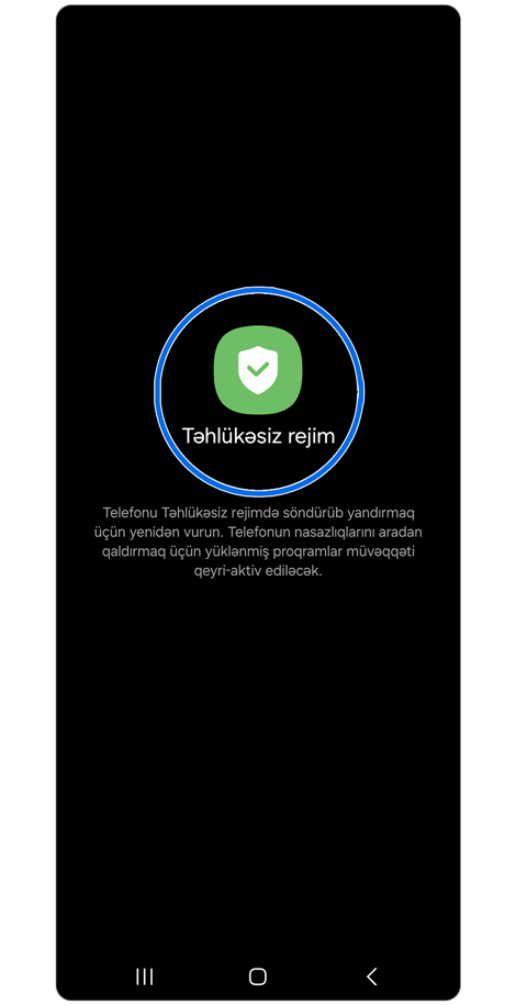 Təhlükəsiz rejim ekranı.