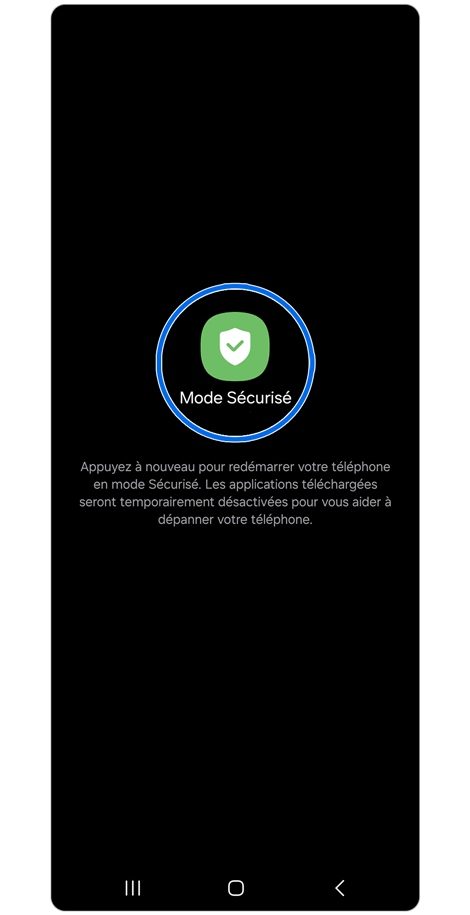 Écran d’activation du mode sécurisé d’un Samsung Galaxy