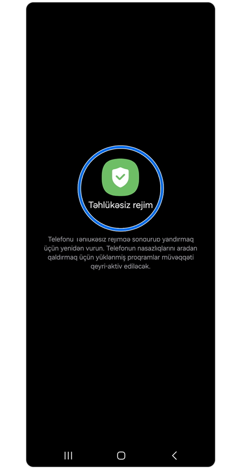 Təhlükəsiz rejimdə ekranın başlaması