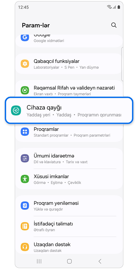 Param-lər əsas ekranı