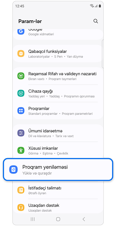 Param-lər əsas ekranı