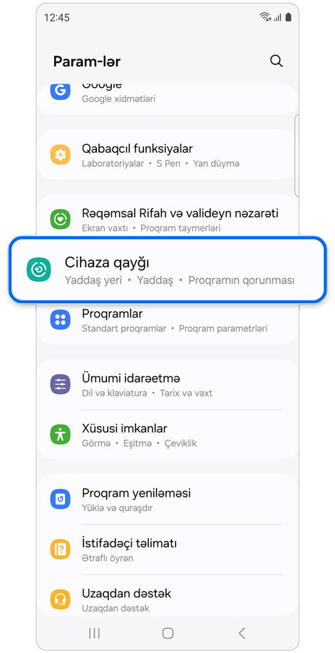 Param-lər əsas ekranı