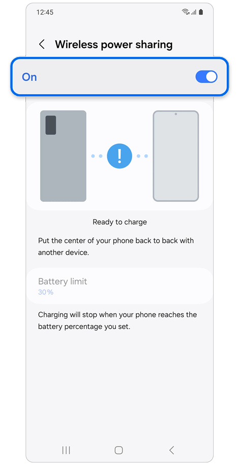 Samsung Wireless power sharing feature page