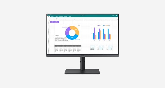 Monitor Full HD con documentos de trabajo en pantalla
