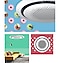 Hay un AC cassette 360 Samsung 360 en el fondo de colores verde, azul y rojo. En el fondo de color verde con puntos blancos, el aire acondicionado de Samsung cassette 360 está en el techo de la elegante sala de estar. En el fondo azul con rosquillas y cupcakes, hay un Samsung cassette 360 AC con menos ruido y ahorro de energía.