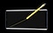 Se muestra un Galaxy Note9 en posición horizontal con un Note Pen amarillo que dibuja una línea diagonal en la pantalla