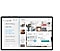 Una vista horizontal de un Galaxy Tab S6 Lite negro. Tenemos en pantalla una vista de múltiples ventanas de notas escritas en el panel izquierdo en la aplicación Samsung Notes, una vista de la Galería de fotos en el panel derecho con imágenes de decoración del hogar y muebles, y una vista de la aplicación Mensajes en la parte superior.