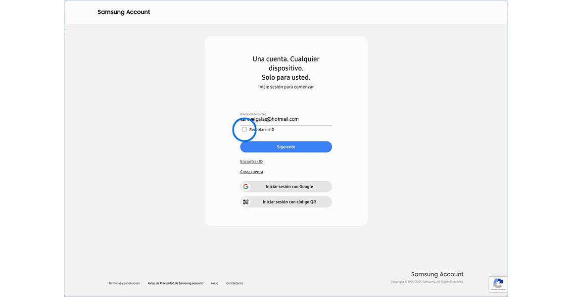 Samsung account sign in page.