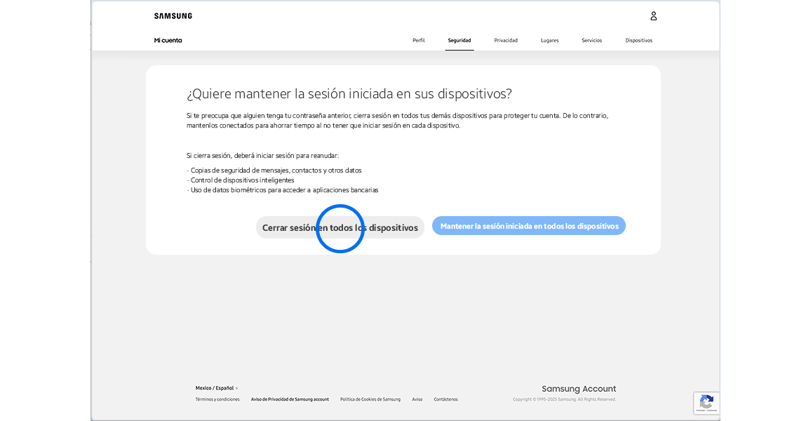 Confirm “Sign out of all devices” page.