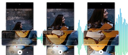 Grabación del sonido de una guitarra con la función Zoom-In Mic del Note10