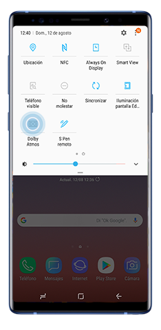 Dolby Atmos en el panel de notificaciones