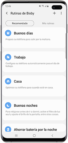 Lista de Rutinas de Bixby recomendadas