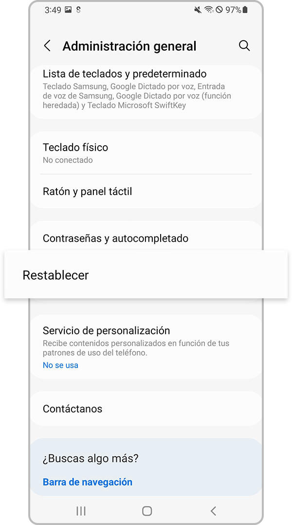 Selecciona Restablecer