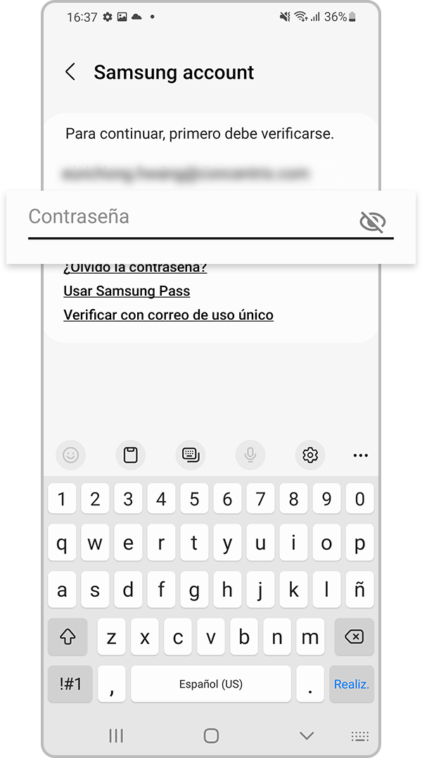 Introduce la contraseña para la verificación