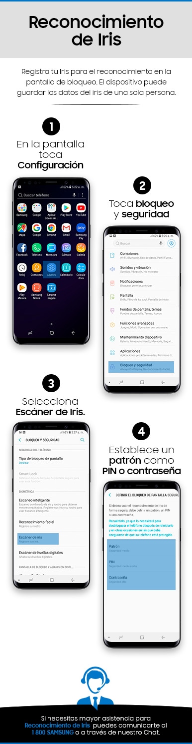 ¿Cómo establecer el reconocimiento de iris en Galaxy S9/S9+?