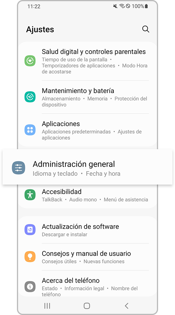 Ajustes de administración general