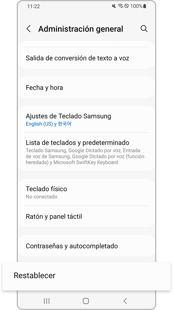 Selecciona Restablecer