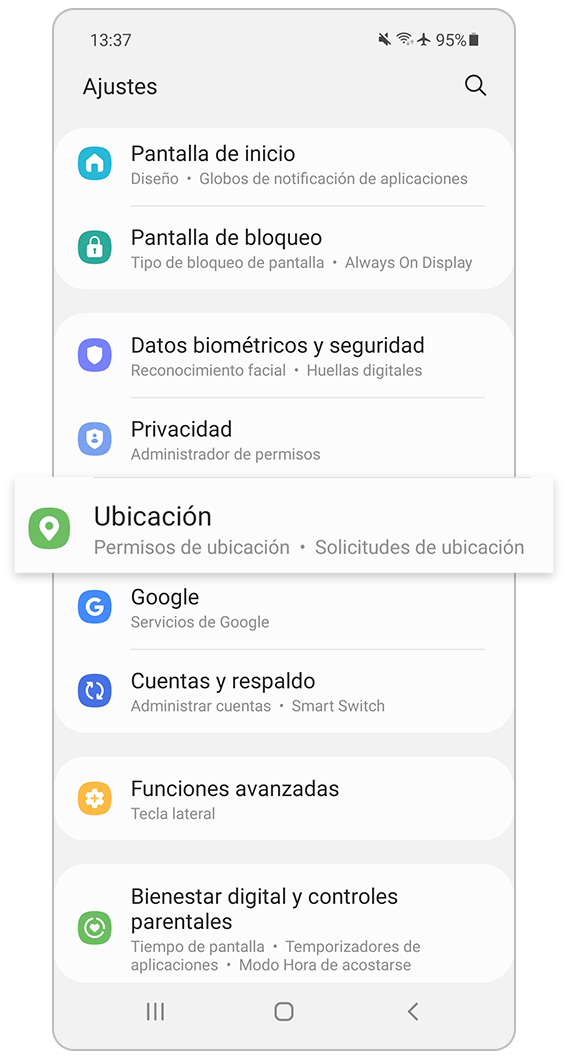 Configuración de ubicación
