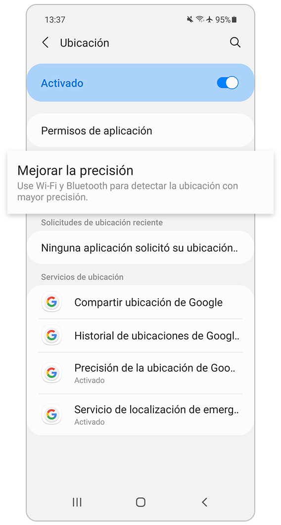 Mejora la precisión de la ubicación.